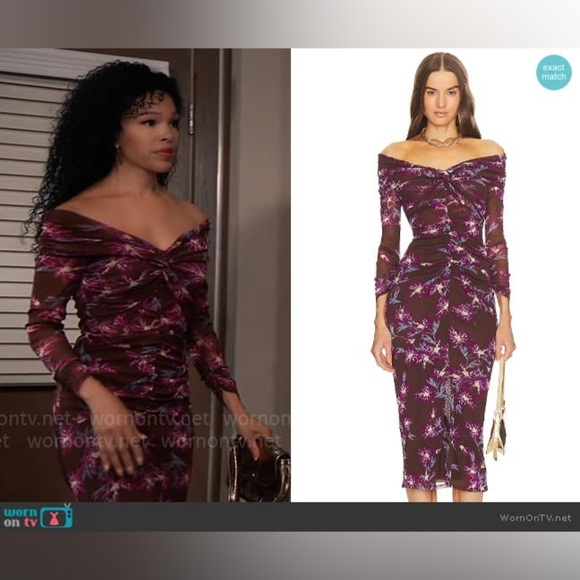 DIANE VON FURSTENBERG / clementine ruched mesh floral midi dress  Bodycon XXS - Picture 13 of 13